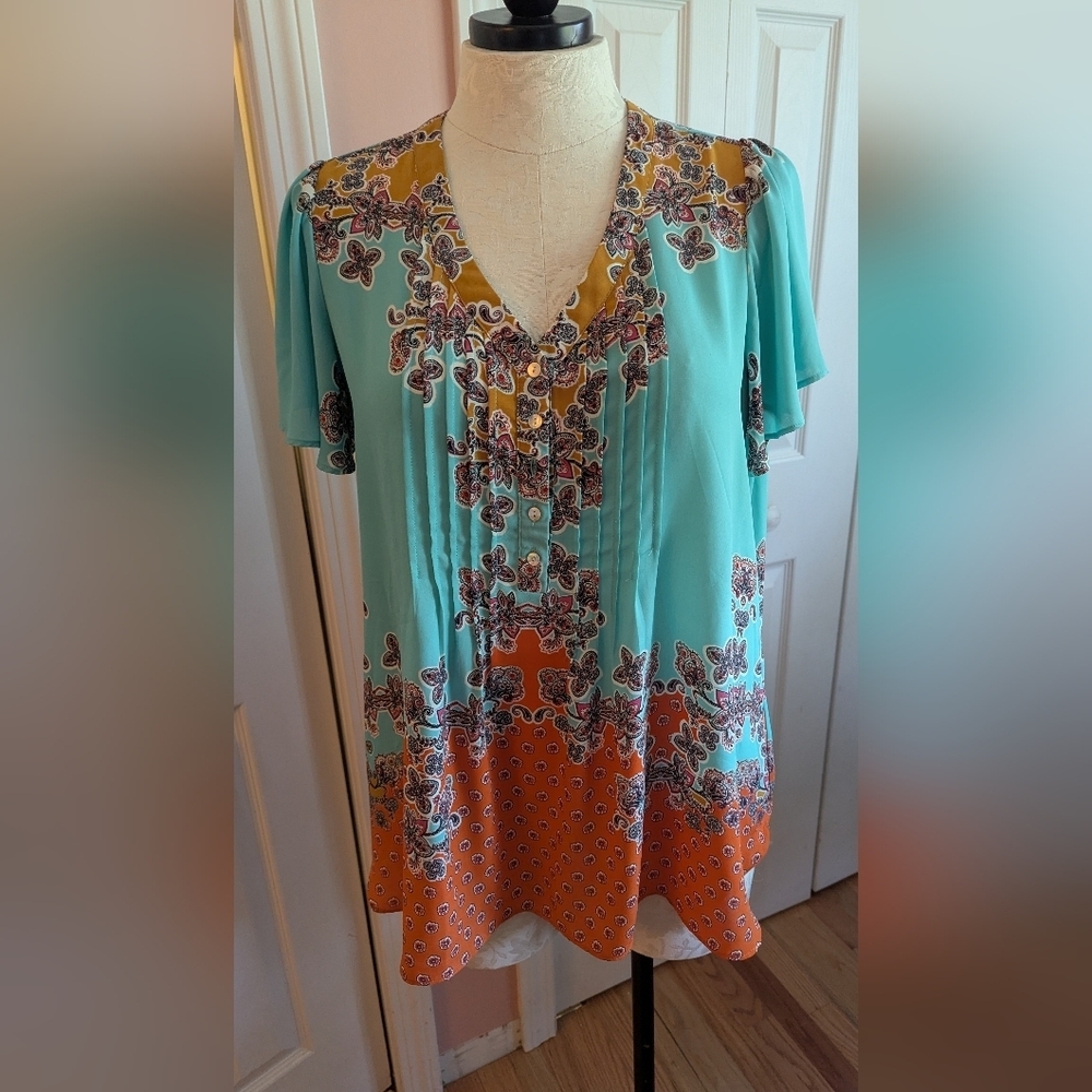 Rose+Olive Top Size 1x